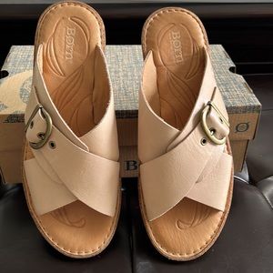 Born sandal slides. Tan size 10. New never worn outdoor.